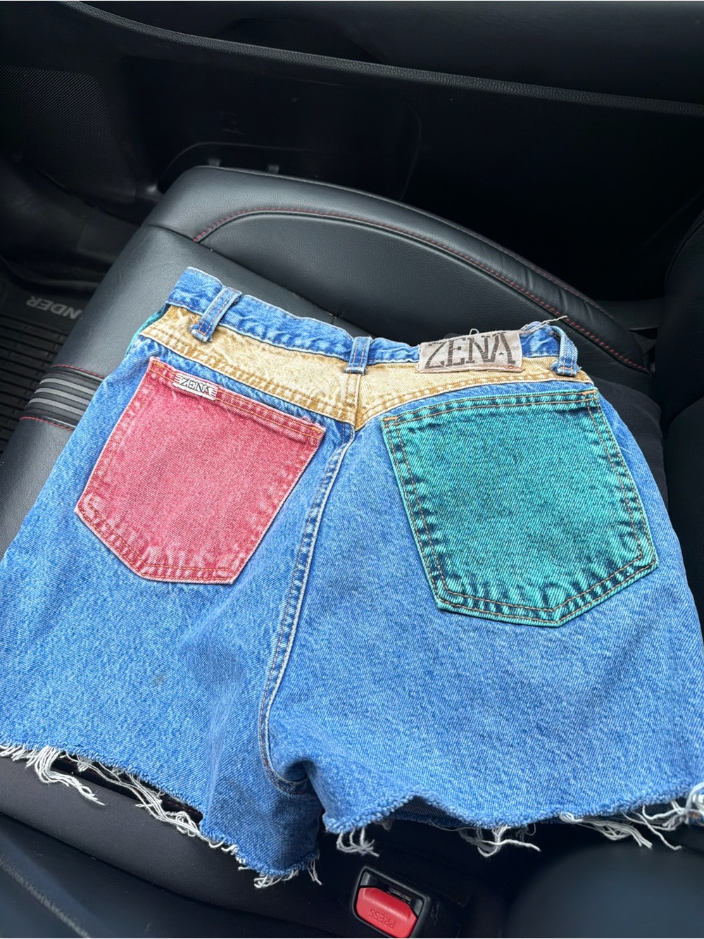 Vintage Zena Denim Colorblock Shorts. Size 25”